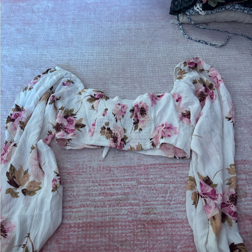 Windsor Pink and Cream Floral Crop Top